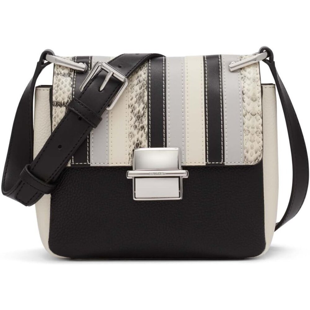 Clove Vegan Leather Crossbody Bag with Triple Compartments and Flap Closure